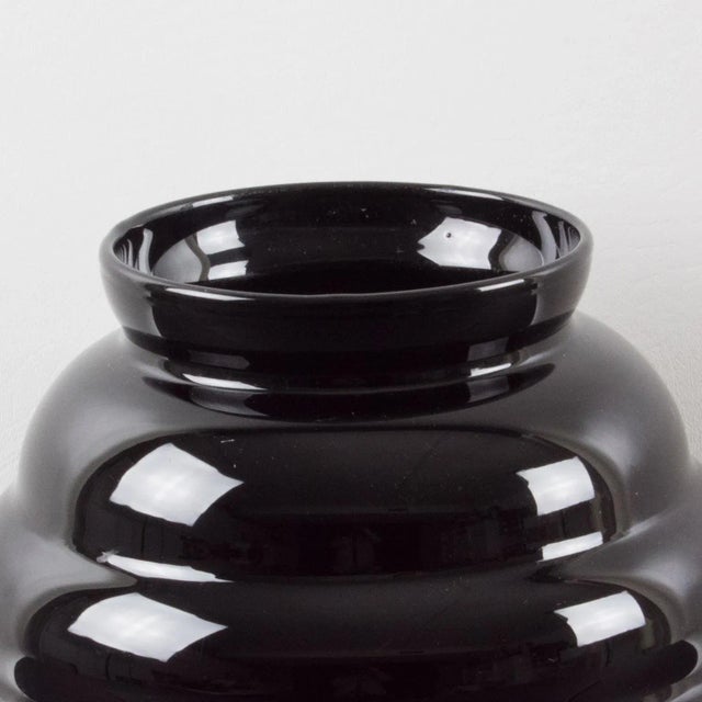 Mid-Century Modern Oversized Black Opaline Glass Vase, Belgium 1950s For Sale - Image 3 of 7