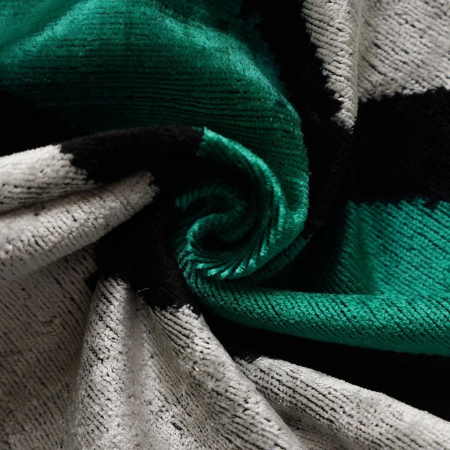 Green Green Chevron Silk Velvet Throw Pillow 20x20 | Handmade Organic Luxury For Sale - Image 8 of 8