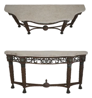 Maitland Smith Bronze Neoclassical Console Table W. Stone Top