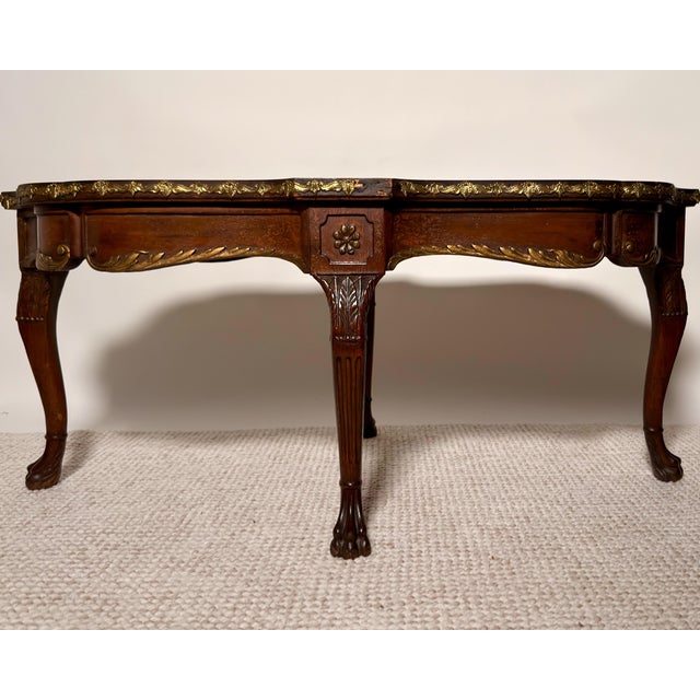 Mid-20th Century Louis XV Style Burl Marquetry Coffee Table With Gilt Ormolu Mounts For Sale - Image 9 of 9