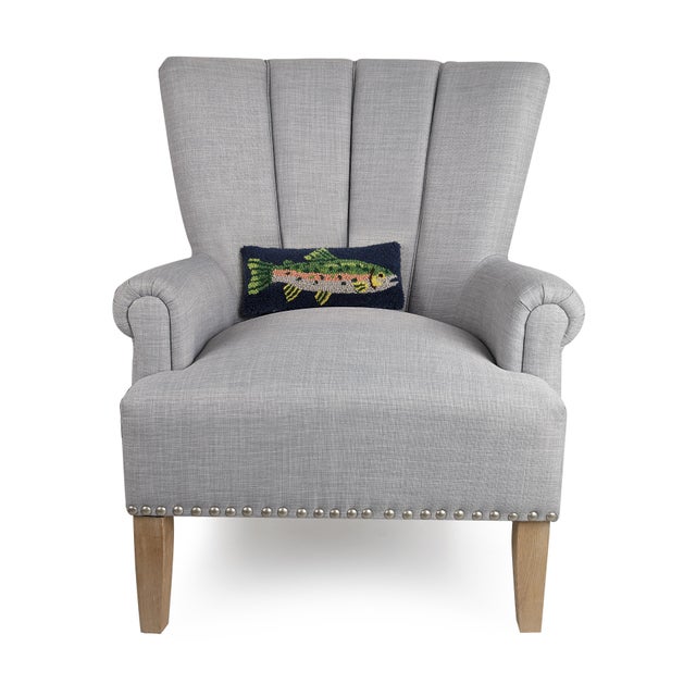 100% Wool Hooked throw pillow. Velvet/Cotton backing. Polyester Blown-in filled. Care Instructions: Spot Clean.