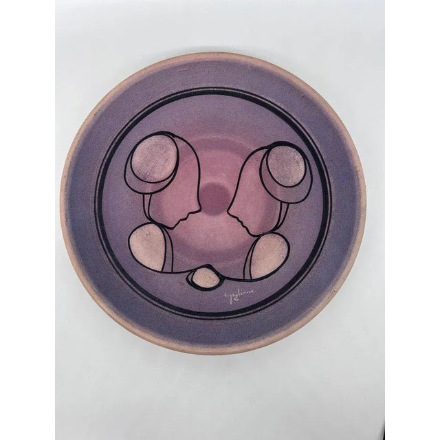 Mauve Ceramic Decorative Dish by Robert Gagliano, 1970s For Sale - Image 8 of 8