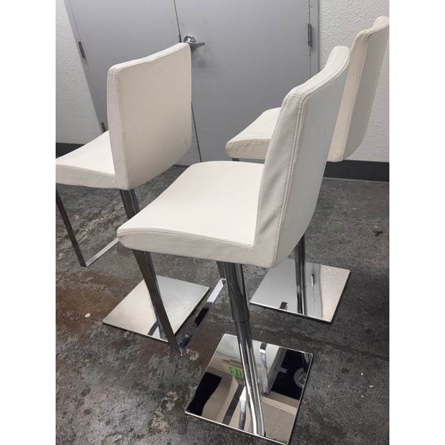 Contemporary Adjustable Swivel Bar Stools, Set of Three For Sale - Image 10 of 12
