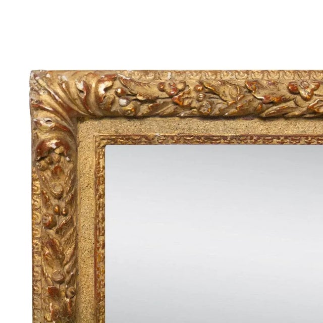 1970s Spanish Neoclassical Rectangular Hand Carved Golden Mirror, 1970s For Sale - Image 5 of 7