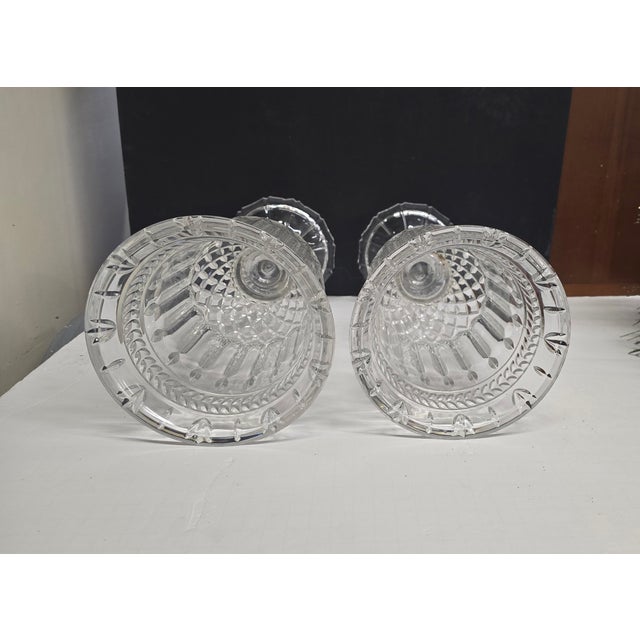 Contemporary Vintage Hollywood Regency Shannon Crystal Vases a Pair For Sale - Image 3 of 8