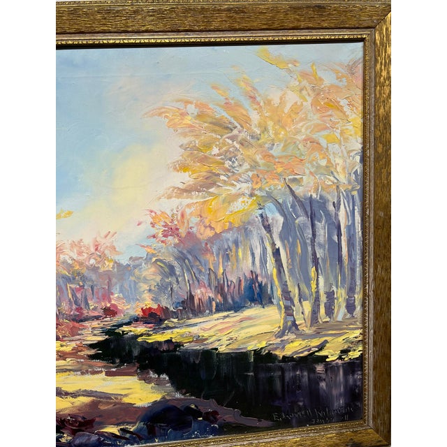 Black 1950s Autumn Oil on Canvas Painting by Edward Robinson Signed and Dated, Framed For Sale - Image 8 of 10