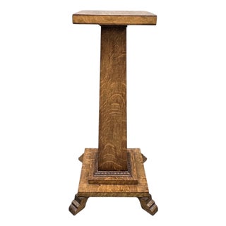 Antique Arts & Crafts Mission Quarter Sawn Oak Pedestal Stand For Sale