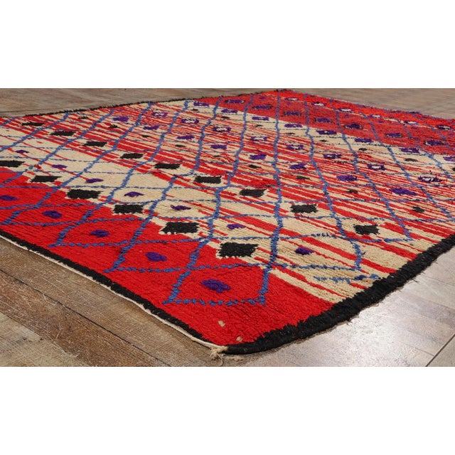 Textile Vintage Red Moroccan Azilal Rug - 07'01 X 10'04 For Sale - Image 7 of 9