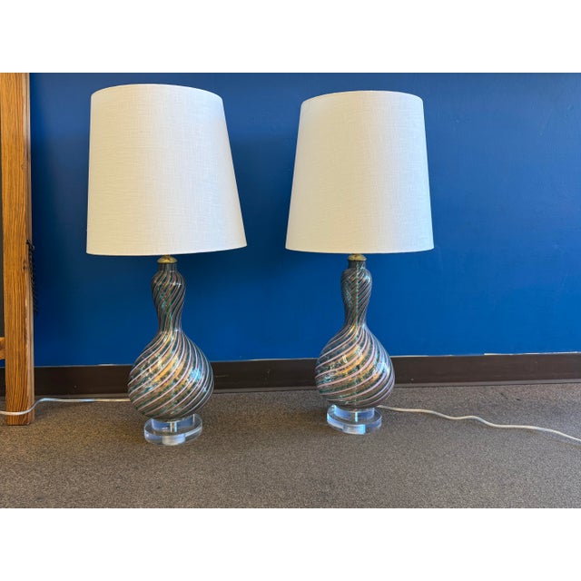 1970s 1970s Pair of Dino Martens Murano Glass Lamps For Sale - Image 5 of 9