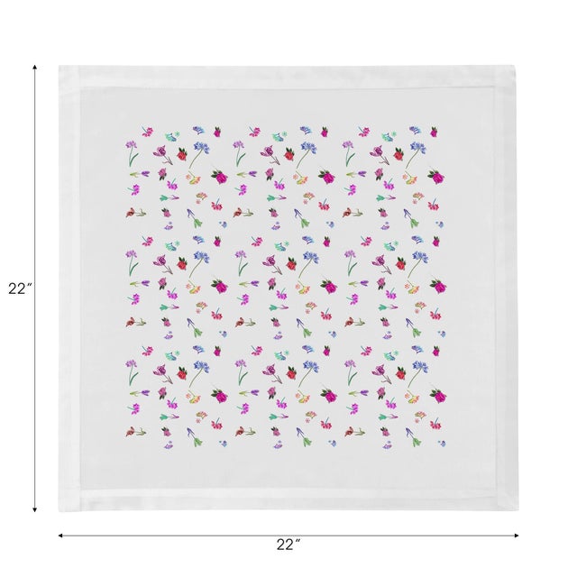 Pistils Tossed Cotton Sateen Dinner Napkins, Set of 8 For Sale - Image 4 of 6
