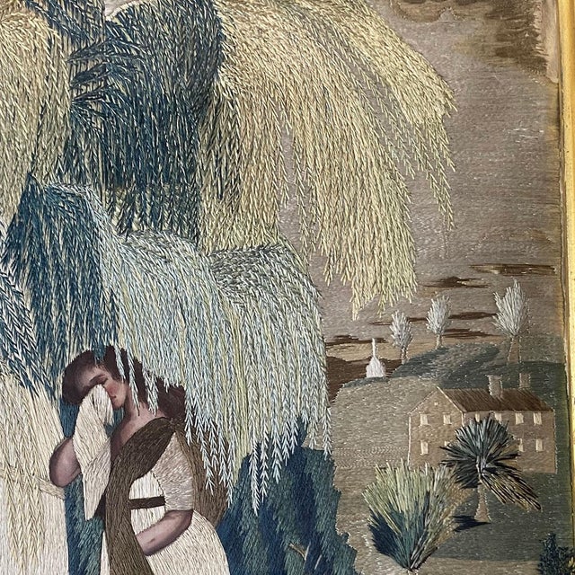 American New England School Silk and Needlework Mourning Picture to A. Adams For Sale - Image 11 of 12