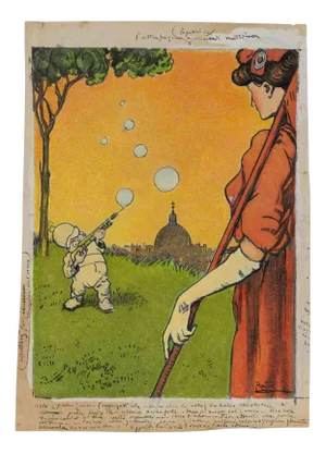 Gabriele Galantara, Vain Efforts, Mixed Media, 1909