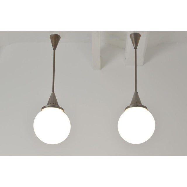 Sphere Lights in Frosted Glass, 1928, Set of 2 For Sale - Image 3 of 11