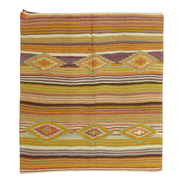 Zabihi Collection Vintage Turkish Square Kilim - 5' x 5'3" For Sale
