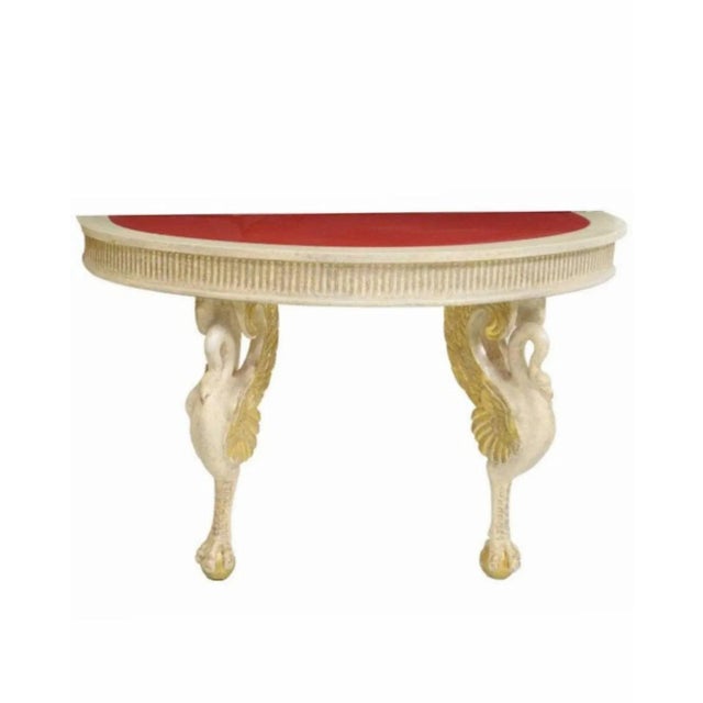 Phyllis Morris Hollywood Regency Glam Designer Carved Painted Swan Console Tables by Phyllis Morris - a Pair For Sale - Image 4 of 10