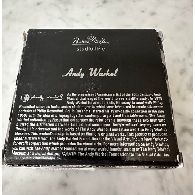 White Andy Warhol Rosenthal Daisies Black/Yellow/Red Paperweight 3.35”, 487g Orig Box For Sale - Image 8 of 8