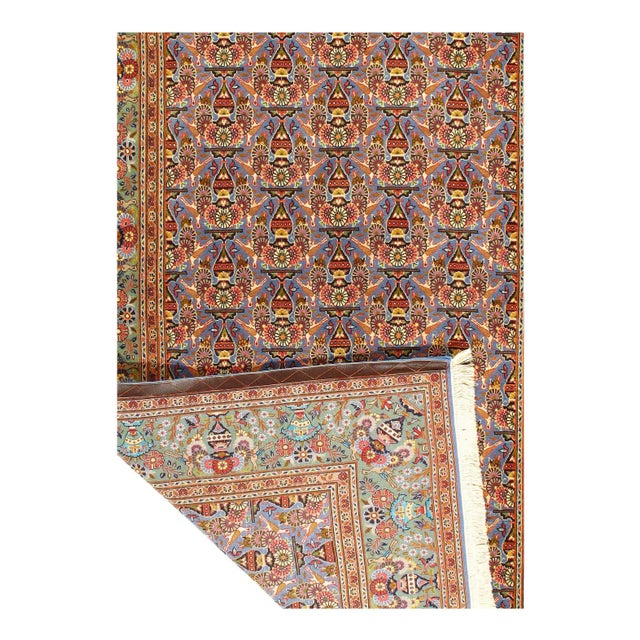 Early 20th Century Hand Knotted Persian Silk & Wool Kashan Rug 4'8'' X 7'7'' For Sale - Image 4 of 6