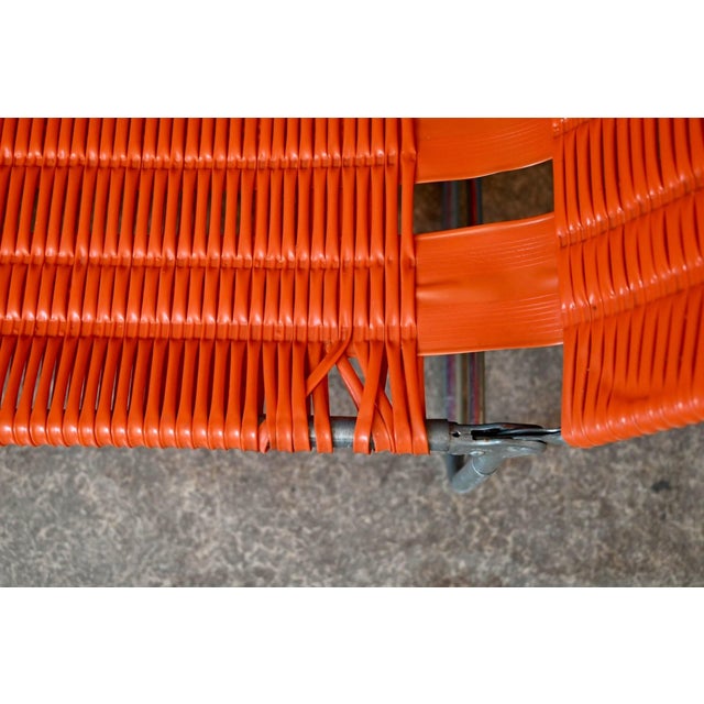 Folding Deck Chair in Aluminum and Orange PVC by Kurz, 1960s For Sale - Image 15 of 18