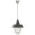 Henry Industrial Hanging Light in Polished Nickel and Green Shade with Industrial Prismatic Glass Designer: Thomas O'Brien...
