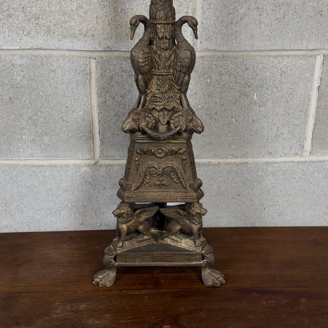 Antique Bronze Candlesticks by A. Deluca, 1890s, Set of 2 For Sale - Image 5 of 17