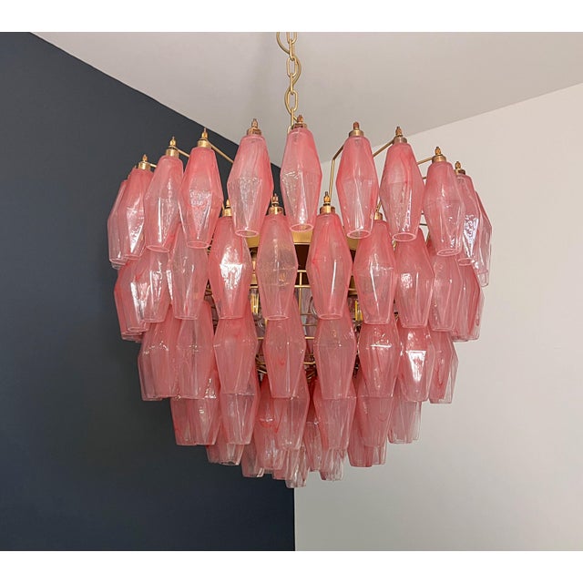 Pink Pink Alabaster Murano Glass Poliedri Chandelier, 1990s For Sale - Image 8 of 18