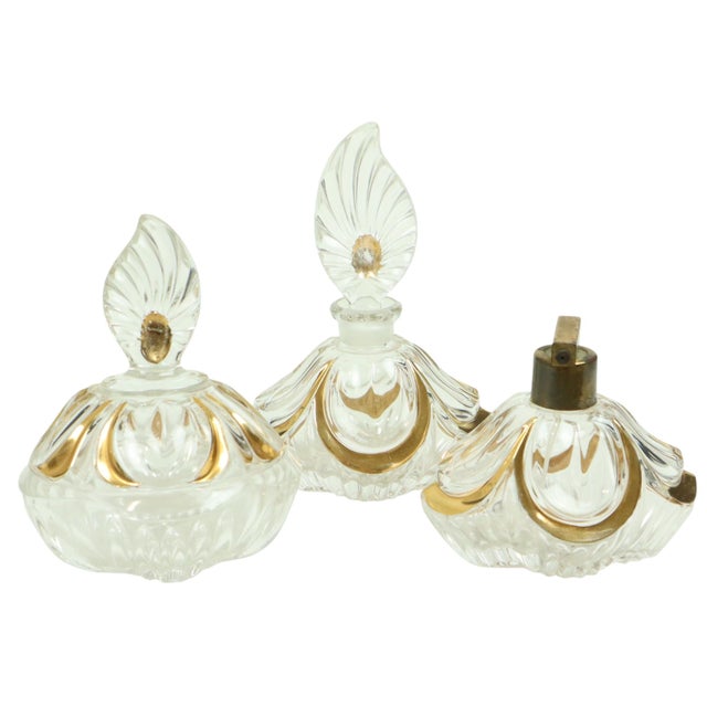 Vintage Art Deco Style Crystal Boudoir Perfume Bottles from Fischer, 1950s, Set of 3 For Sale - Image 18 of 18