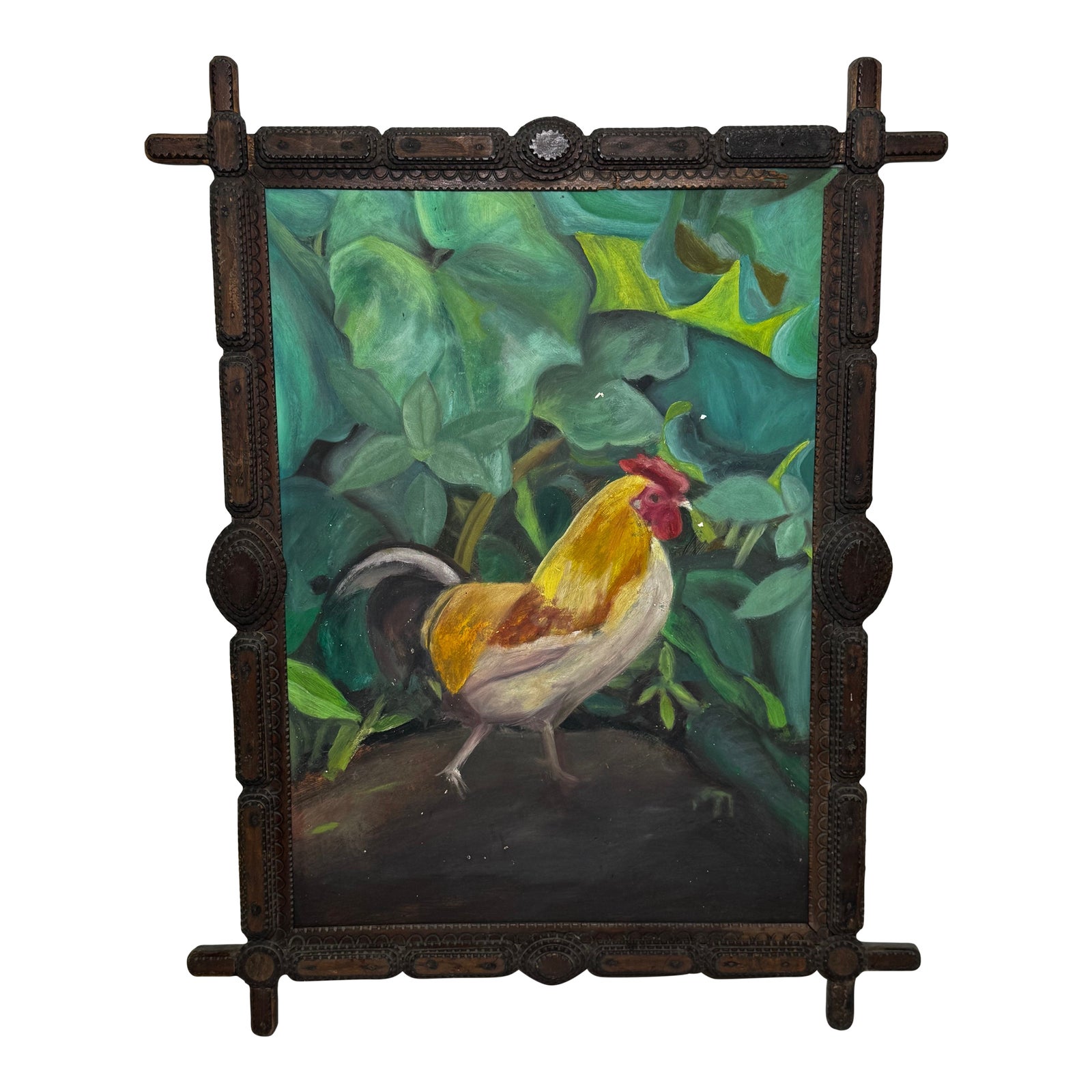Rubio the Golden Blonde Rooster C1930s Catalan Rustic Folk Art Oil ...