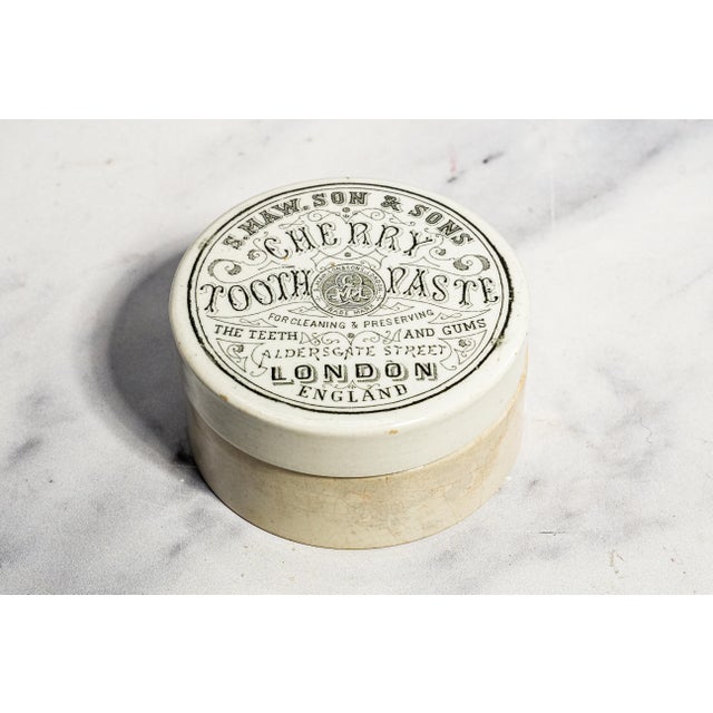 A wonderful piece of Victorian English dental and apothecary history, this antique ceramic lidded pot was originally...