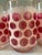 Glass 1960s Fun Cranberry Red Pink & Cream Polka Dots Medium Size Glasses Set of 6 For Sale - Image 7 of 9