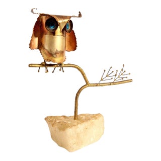 Owl on Branch, Early sculpture by Curtis Jere For Sale