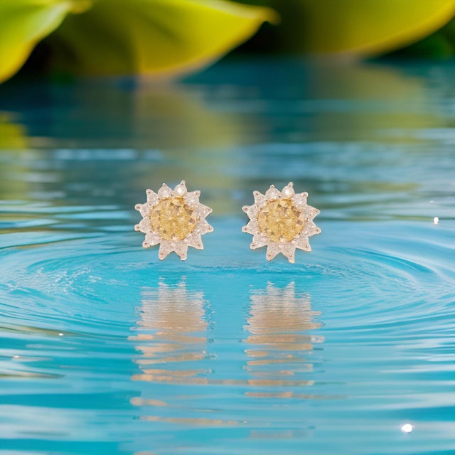 Natural Sapphire Diamond Stud Earrings 14k Yellow Gold 2 TCW Certified For Sale - Image 11 of 13