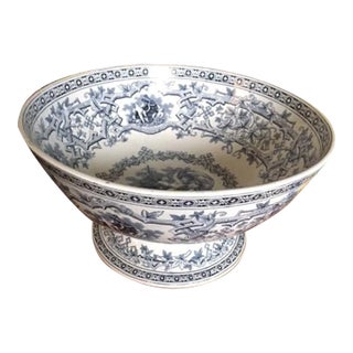 19th Century Large Furnival Transferware Centerpiece or Punch Bowl For Sale