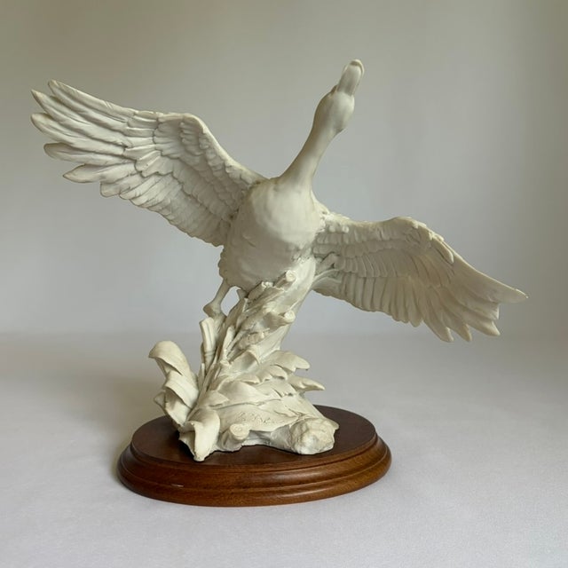 1980s Vintage Auro Belcari Mallard Duck Sculpture on Wood Base For Sale - Image 5 of 8