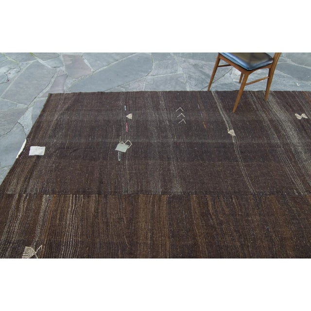 1960s 1960s Vintage Dark Brown Handwoven KIlim For Sale - Image 5 of 11
