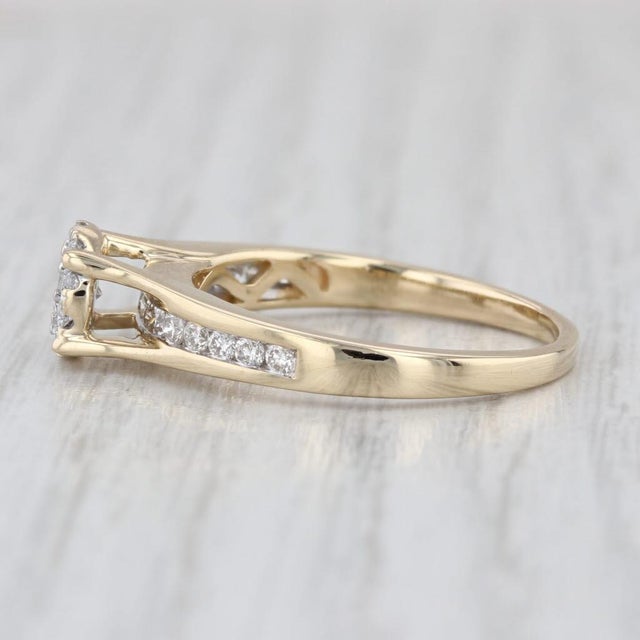 Modern 0.56ctw Diamond Cluster Engagement Ring 14k Yellow Gold Size 8.5 Cathedral Band For Sale - Image 3 of 8