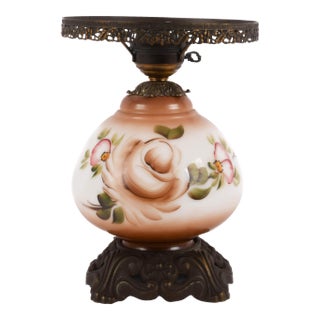 Falkenstein Hurricane Lamp Base With Decorated Flowers For Sale