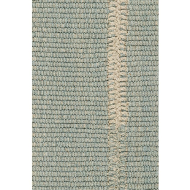Contemporary Rug & Kilim’s Custom Kilim Rug in Blue and Beige Stripes For Sale - Image 3 of 7