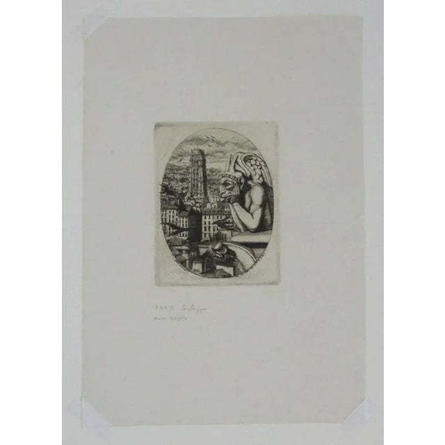 Charles Meryon Le Stryge the Vampire Etching 1853 Paris Notre Dame Cathedral For Sale - Image 4 of 12