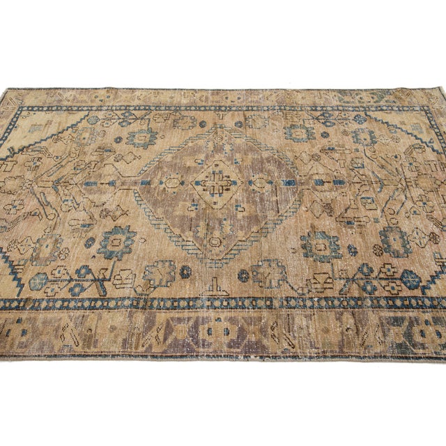 Designed Vintage Distressed Persian Wool Rug in Brown For Sale - Image 4 of 8