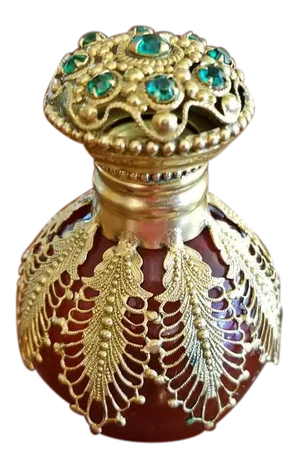 18c French Palais Royal Perfume Bottle - Gold & Ruby Glass & Gem Stones