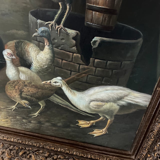 Oil on Canvas Beginning of 20th Century Flemish School Framed Bird World For Sale - Image 9 of 11