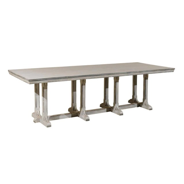 Gray 20th Century Rustic European Grey Painted Wood Rectangular Dining Table For Sale - Image 8 of 8