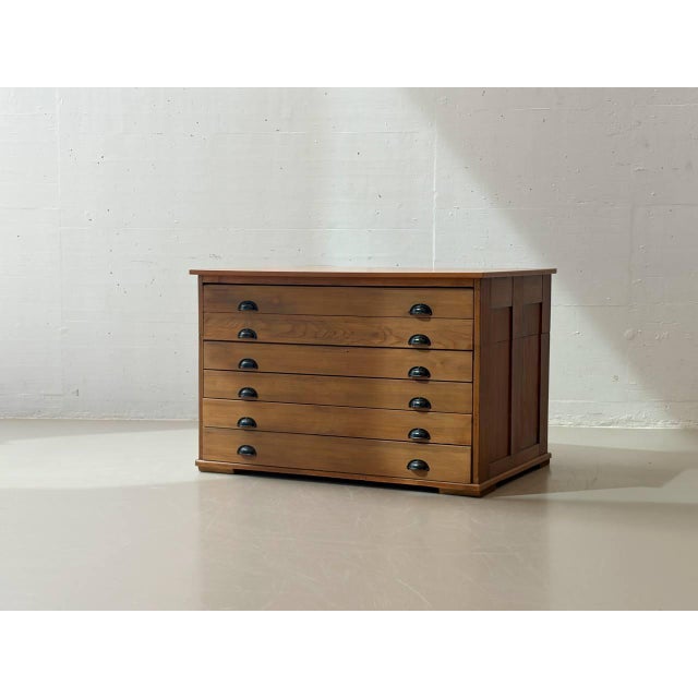 Mid-Century Modern Archive Chest of 6 Drawers in Cherrywood, 1970s For Sale - Image 3 of 17