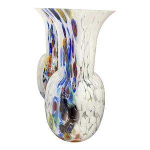 Set of 2 Contemporany Vases Murrine Sphere in Murano Style Glass With Multicolored Murrine Like Venini Style