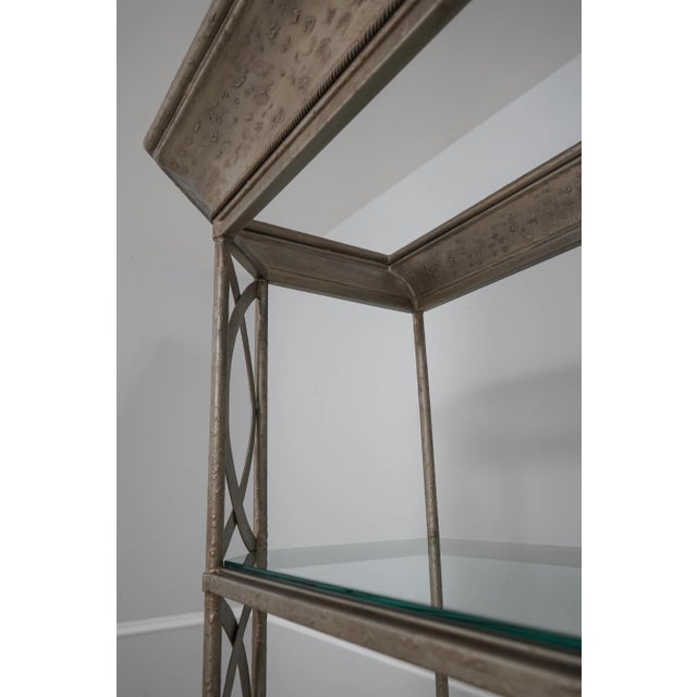 Silver Silver Finish Decorative Iron & Steel Curio Shelf For Sale - Image 8 of 11
