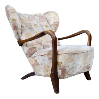 Art Deco Oak Wingback Chair, Czech Republic, 1920s For Sale