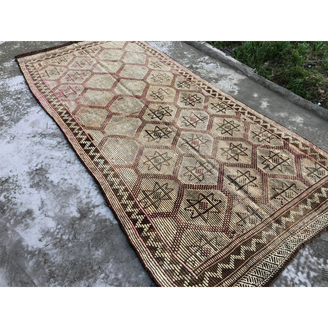 1960s 1960s Vintage Handwoven Tribal Kilim Rug - 5′1″ × 11′7″ For Sale - Image 5 of 11