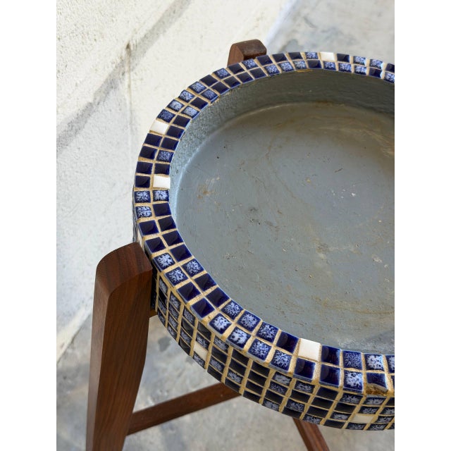 Mid-Century Modern Teak Mosaic Tile Planter Stand and Plant Table Danish Mid-Century Modern 1960s For Sale - Image 3 of 9