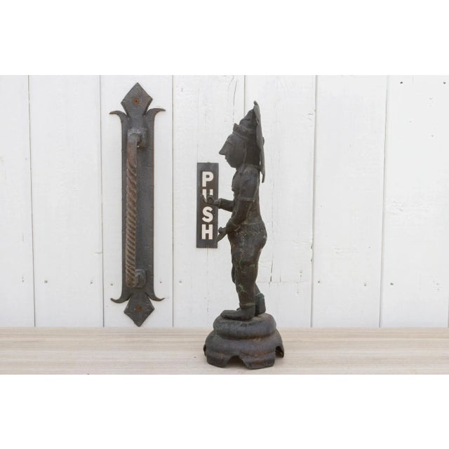 Antique Indian Oxidized Brass Statue For Sale - Image 9 of 11