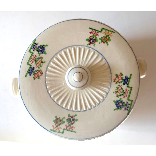 1940s 1940’s Trompe L’oeil Needlepoint Japanese Ceramic Biscuit Jar For Sale - Image 5 of 9